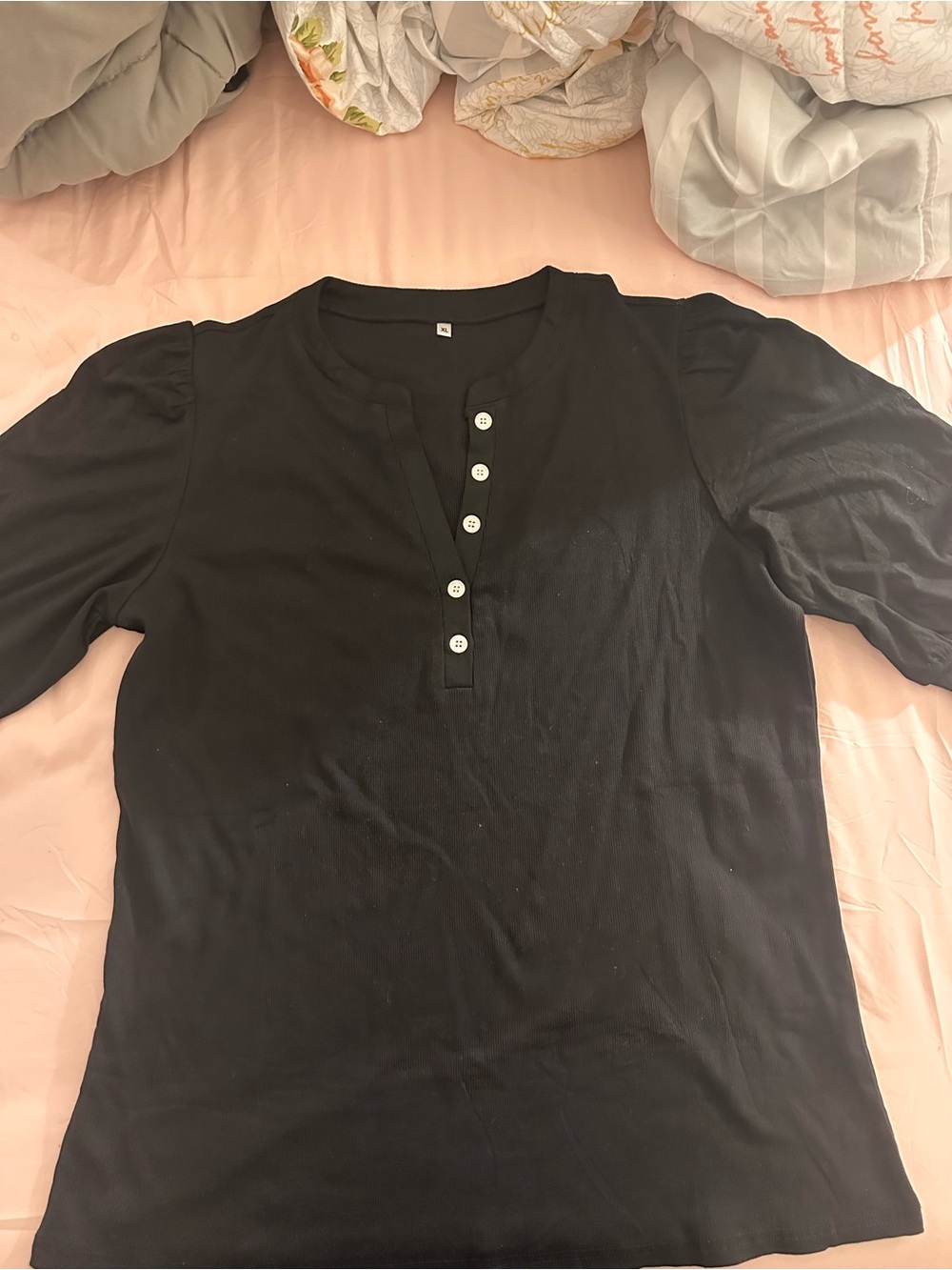 Classic Black Henley Short-Sleeve Men's Shirt